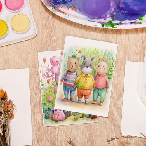 Image of 120 Sheets Watercolor Paper Bulk, 140 lb /300 GSM Cold Press Paper White Water Color Paper for Kids Child Students Adults Artists Drawing Valentine Gift Cards(2.5 x 3.5 inch)