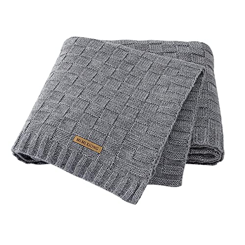 Image of LAWKUL Grey Crochet Blanket Cable Knit Blanket Safe Baby Blanket Toddler Knit Blanket Boys Waffle Knit Baby Blanket Size 40x30 Inches