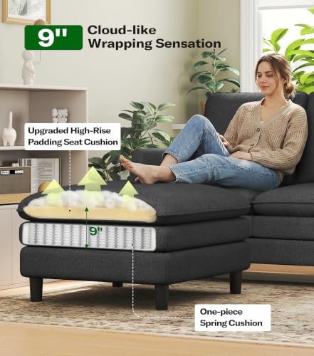 Image of Welzona 3-Layers Cloud L Shaped Couch, 51 inch Teddy Sofa and Loveseat Set