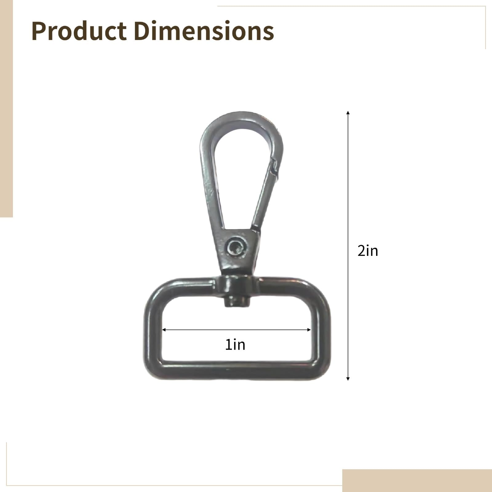 Lot de 24 crochets en D métalliques en alliage de zinc, 4 couleurs or, noir, argent, or clair, 5,1 cm x 2,55 cm, avec clip à ressort et base rotative, pour projets DIY et accessoires de sac