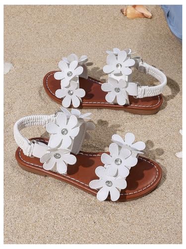 GORGLITTER Girl's Flower Sandals Dressy Ankle Strap Open Toe Flat Sandals Summer Cute Slip on Shoes4