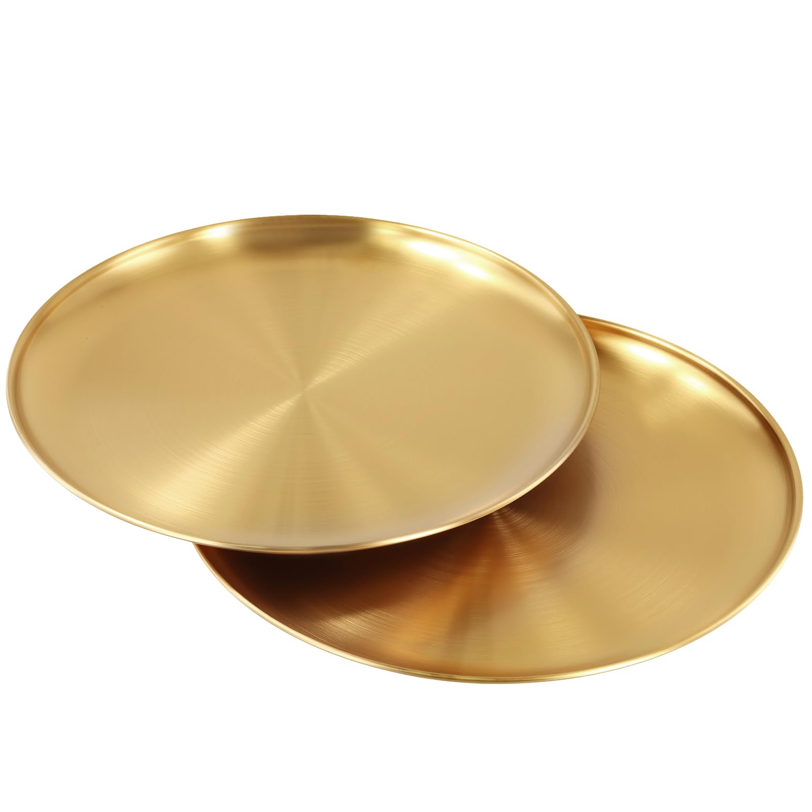 PINGEUI Lot de 8 assiettes rondes en acier inoxydable doré de 30 cm pour barbecue, collation, service de nourriture, fête