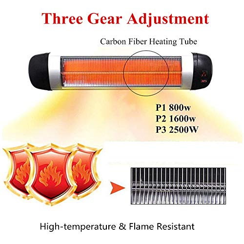Outdoor Electric Patio Heater, Floor Standing Space Infrared Heat Lamp, 2500W Wall Mounted Garden Heater, Remote Control, For Large Room, Garage, Office,Without Stand #TOP3