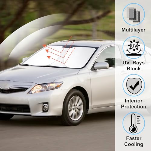 Image of Windshield Sun Shade Custom Fit for 2007 2008 2009 2010 2011 Toyota Camry Accessories Foldable Sunshade Sun Blocker Protect Car from Sun Rays & Heat Damage Keep Car Cooler