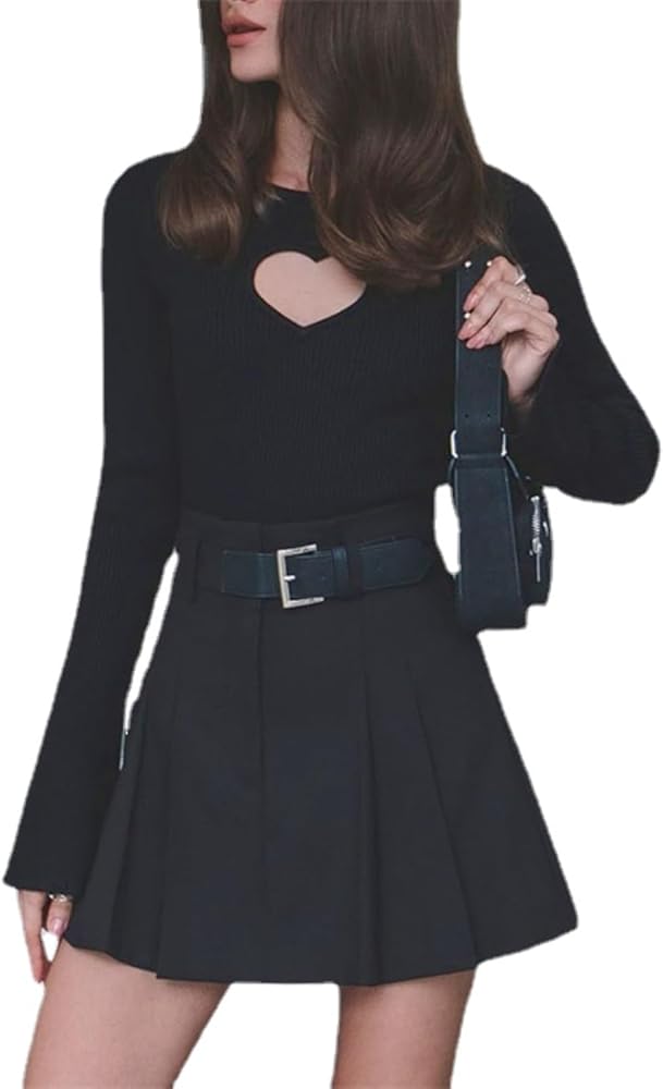 TYATVS Cut Out Sweater Heart Sweater Y2k Virgin Killer Sweater TYATVS Cut Out Sweater Heart Sweater Y2k Virgin Killer Sweater