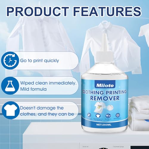 Removedor Vinilo, Transferencia Calor Telas, Removedor Impresión, Limpiador Quitapelusas, Potente Eliminador Residuos, Seguro, Sin Olor Penetrante, para Eliminar Errores Impresión Textiles 260ML