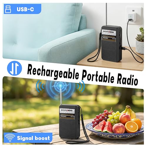 Radio portátil AM FM con USB-C y antena telescópica miniatura 2