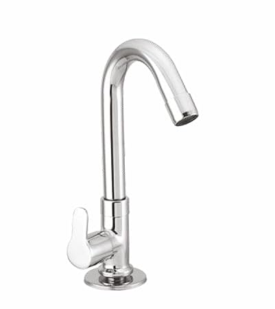 VALDO Oval Swan Neck Chrome Finish Tap with 360 Degree Rotating Spout|Foam Flow with Wall Flange