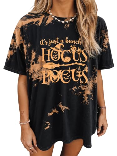 AMWIPE Halloween Shirts for Women Hocus Pocus Shirt Tie-Dye Witch T-Shirt