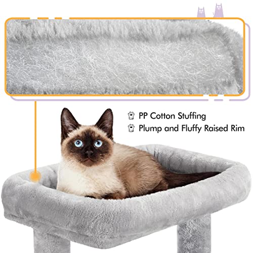 Torre para Gatos 40 pulgadas con Perchas y Rascadores Gris Claro miniatura 5
