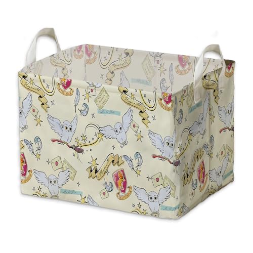 Image of Magical Wizard Nursery Decor Baby Basket, Magic Wizard Nursery Basket With Hard Bottom Large Square, Magical Wizard Room Decorations, Broomstick Owl Basket, Waterproof Foldable Canvas Laundry Basket