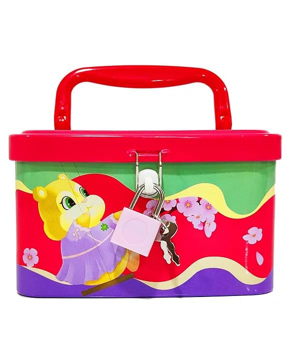 Image of Sajani Cute Cartoon Creative Portable Piggy Bank, Money Saving Box with Combination Lock, Mini Coin Bank Gifts for Boys and Girls, Best Return Gifts for Kids (Pack of 1) (Rectangle - Pink)