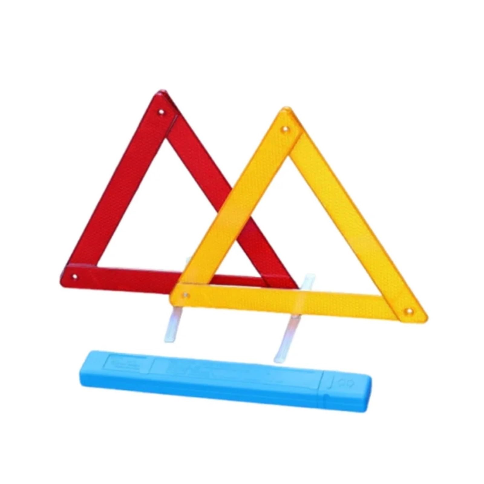 Triángulo de Advertencia Emergencia, Soporte Metal, señal Parada plegada, triángulo Plegable, Juego 2 uds., Dispositivo Seguridad Vial para Advertencia(Yellow and Red)