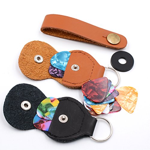 Guitar picks and-pick Holder Caseincluding 2 Pick Holder Case10pcs 0.46mm Pick10pcs 0.71Pick,4pcs 0.91Pick (2 Pick Holder+24Pick)