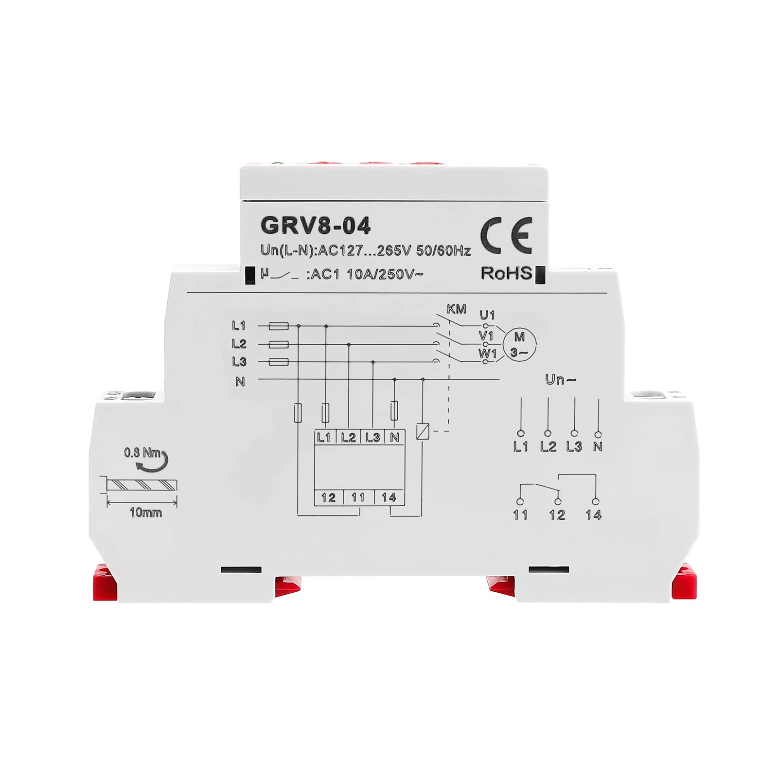 GEYA Défaillance de phase de séquence de séquence de relais de contrôle de tension triphasé Protection contre les surtensions et les sous-tensions 1SPDT 10A(GRV8-04,AC127V-265V)