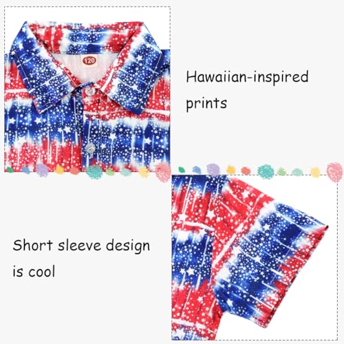 Image of XiaoMoSha Hawaiian Shirts for Boys Button Down Shirt Short Sleeve Shirts Girls Hawaiian Shirt Summer Beach Tops for Kids