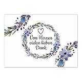 15 schöne Dankeskarten mit 15 Umschlägen im Set - Danksagungskarten, Danke sagen nach Hochzeit, Geburt, Baby, Taufe, Geburtstag