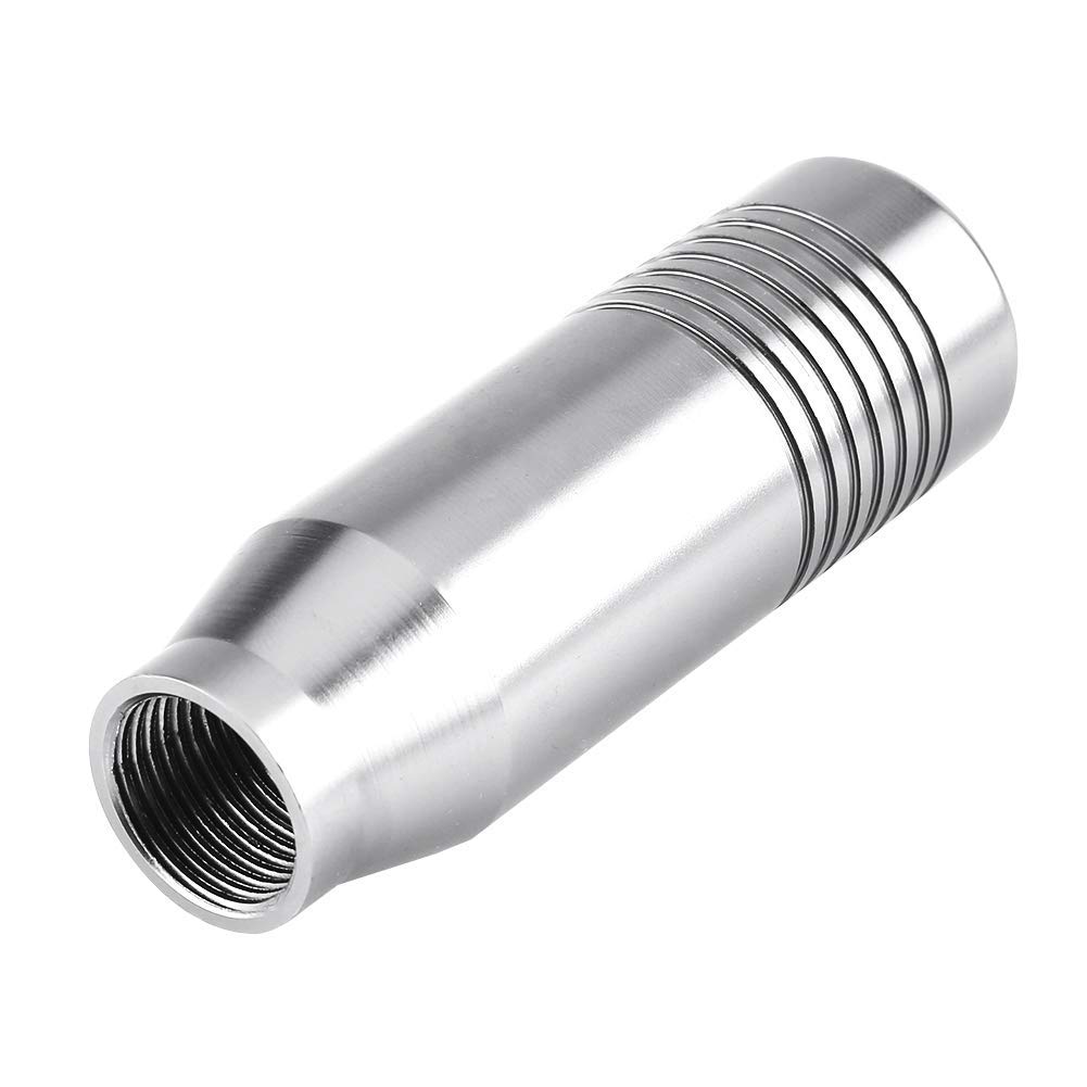 EVGATSAUTO Ręczna gałka zmiany biegów samochodu, uniwersalna dźwignia zmiany biegów ze stopu aluminium, ręczna gałka dźwigni zmiany biegów Głowica drążka (srebrna)