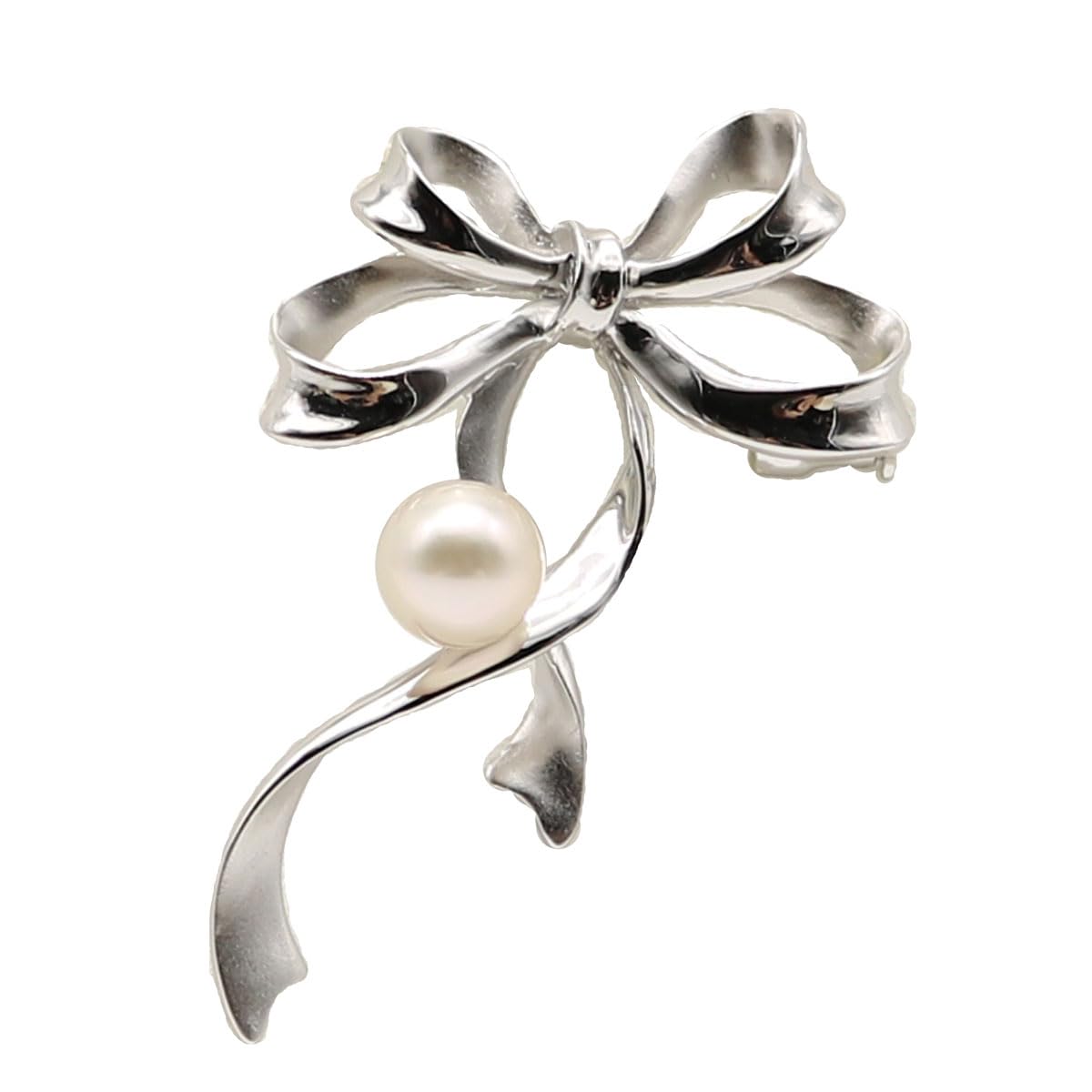 あこや本真珠 リボンパールブローチ 7.5–8mm
