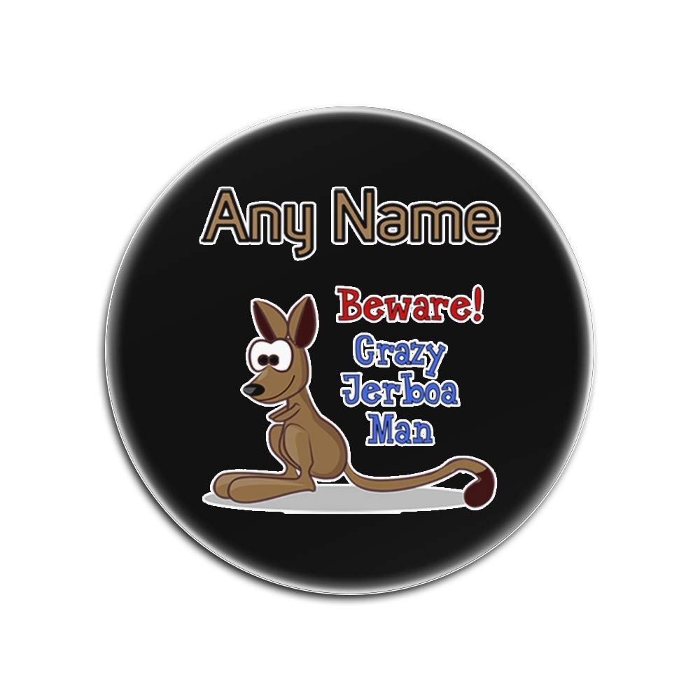 Dessous-de-Verre en Verre Crazy Jerboa Man - Lot de 4 Dessous de Verre Noirs Ronds Personnalisables