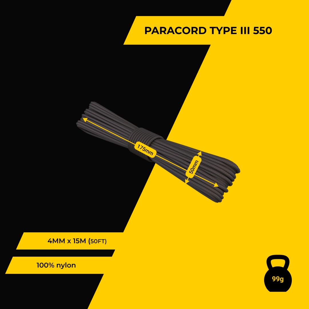EdcX 2 mm Nylon Paracord 275 (15, 30, 50 and 100 m) 100% Nylon rope, 3-Strand cord, Nylon cord 2 mm in Many Colours (Black, 15 m) - Image 2