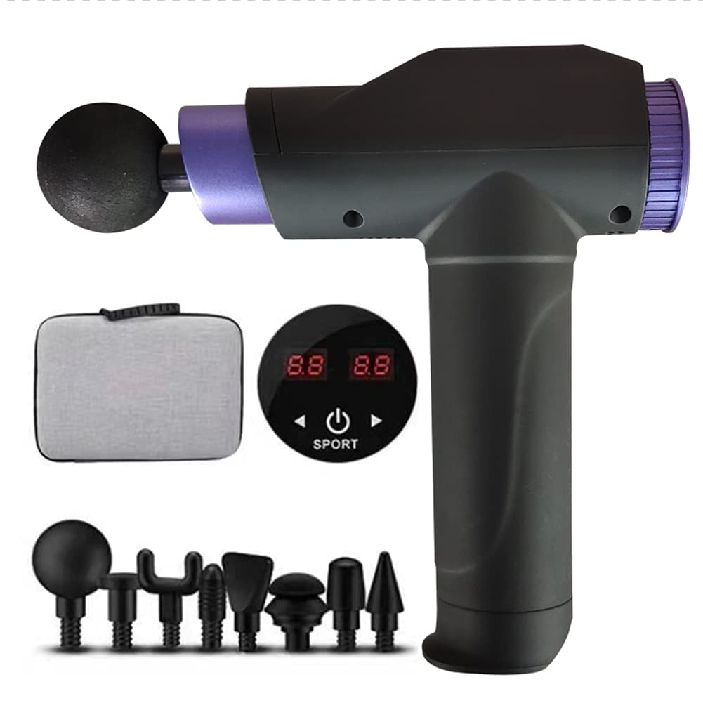 Lanerbo Handheld Percussion Massage Gun - Professional Deep Tissue Muscle Massager, 22-Speed, 8 Interchangeable Attachment Heads