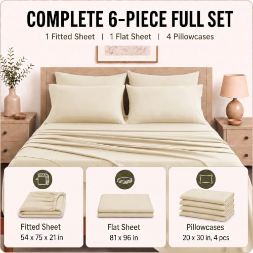 Image of CozyLux Cal King Sheet Set 6-Piece, 21-Inch Deep Pocket, Soft Brushed Feel
