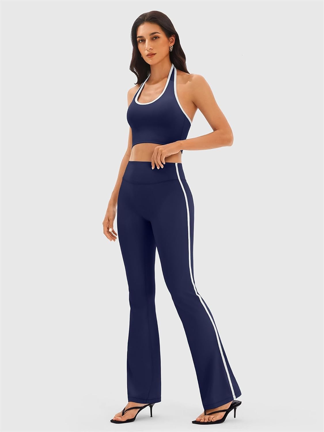 Flare Workout Leggings for Women with Contrast Side Stripes - High Waisted Seamless Track Pants Pants for Yoga Gym Pilates - Image 6