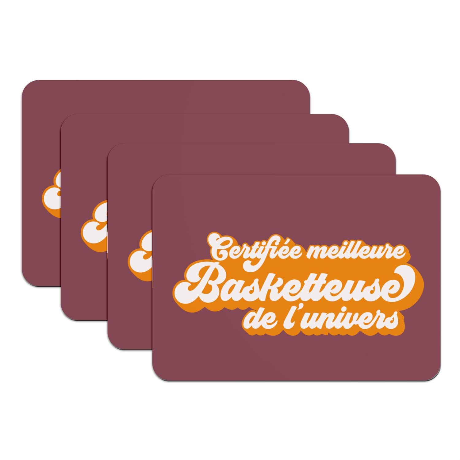 Set de table basketball rouge lot de 4 grands dessous en caoutchouc 39x28 cm