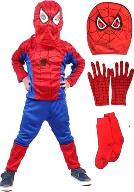 Image of Superhero dress for kids | Trouser, t-shirt mask superhero costume for boys and girls, multicolor costume