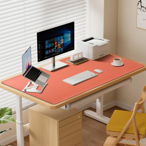 Image of AROPANA Vegan Leather Desk Mat 120x60cm | Mouse Pad Large, Computer Table Mat, Reversible Extended Laptop Pad for Desk, Dual Side Waterproof Edge-Stitched (Apricot /Orange)
