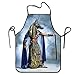 Not Applicable Tablier égyptien Papa Pharaon égyptien Antique avec Un Masque d'Anubis Tablier imprimé de Fond Brumeux Hommes Marine Or et Gris foncé