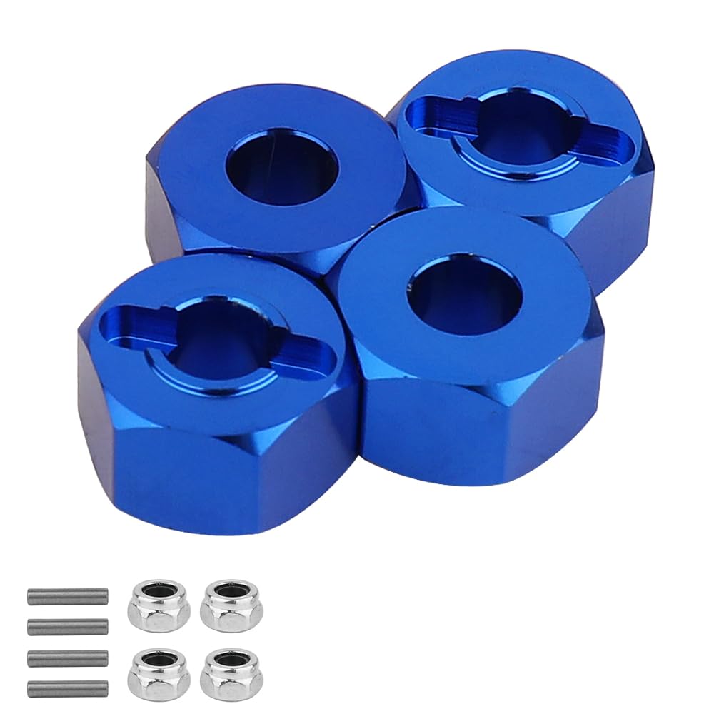4PCS Metal 12mm Extended Wheel Hex Hub Adapter for MJX Hyper Go H16 16207 16208 16209 16210 1/16 1/14 RC Car Upgrades Parts Accessories (deep Blue)