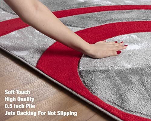 GLORY RUGS Area Rug Modern 4x6 Light red Circles Geometry Soft Hand Carved Contemporary Floor Carpet Fluffy Texture for Indoor Living Dining Room and Bedroom Area