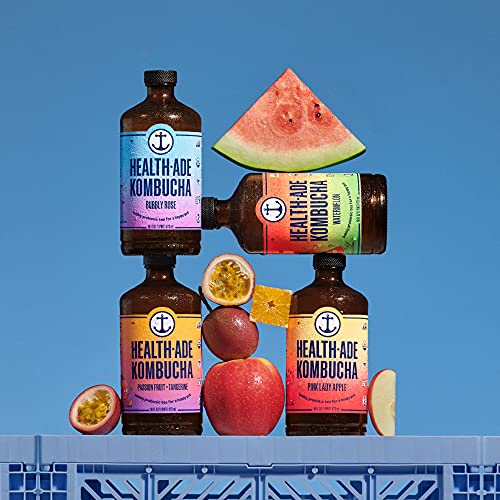 Health-Ade Kombucha Tea Organic Drink, Fermented Tea with Living Probiotics, Detoxifying Acids, Supports Gut Health, Non-GMO, Vegan, Gluten Free, 6 Pack (16 Fl Oz Bottles), Sampler Pack