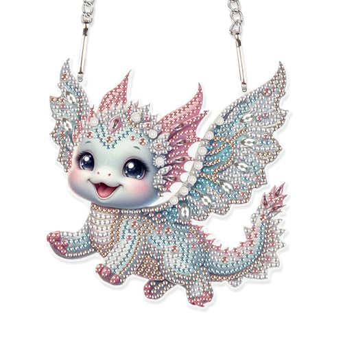 Image of AiYuanzsh Flying Dragon Diamond Painting Hanging Kit, DIY 5D Crystal Acrylic Diamond Art Pendant with Special Shaped Rhinestones, Fantasy Dragon Ornament for Wall, Door, Car, or Home Decoration