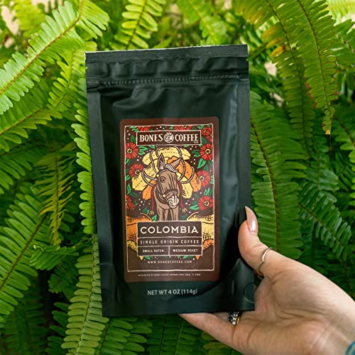 Bones Coffee Company New World Tour Sample Pack | Whole Coffee Beans Sampler Gift Box Set | 4 Oz Pack Of 5 Assorted Single-Origin Gourmet Coffee Gifts | Medium Roast Coffee Beverages (Whole Bean) #TOP6