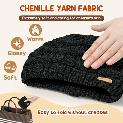 Sukeen Kids Winter Hat Chenille Knit Beanie Hat with Lined for Girls Boys Toddlers Ages 3-8 Warm Skull Caps for Ourdoor3