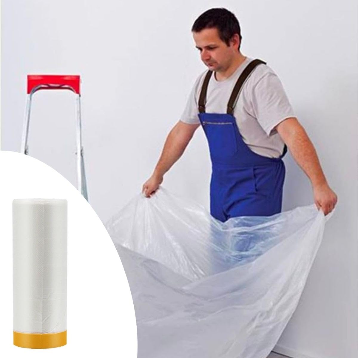 BUFFER Boya Badana Eşya Koruma Hışır Örtüsü, Yapışkanlı, Şeffaf, 180 cm x 15 mt