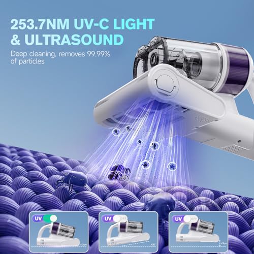 Image of Mattress Vacuum Cleaner, Bed Vacuum with 18Kpa Suction & 253.7nm UV-C Light
