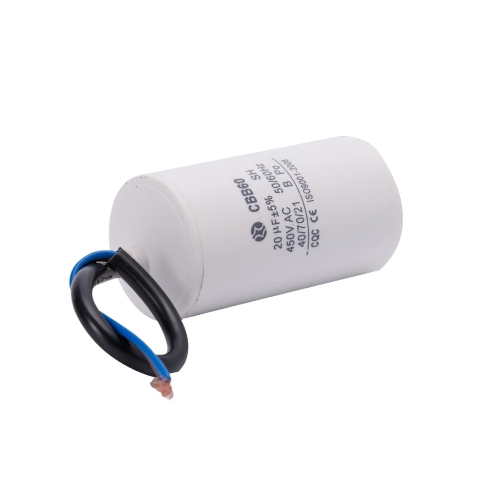 CBB60 450v 20uf condensador de arranque de motor en funcionamiento condensador de capacidad de dos cables