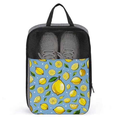 Bolsa de zapatos de viaje con estampado de limón y cremallera para deporte y golf