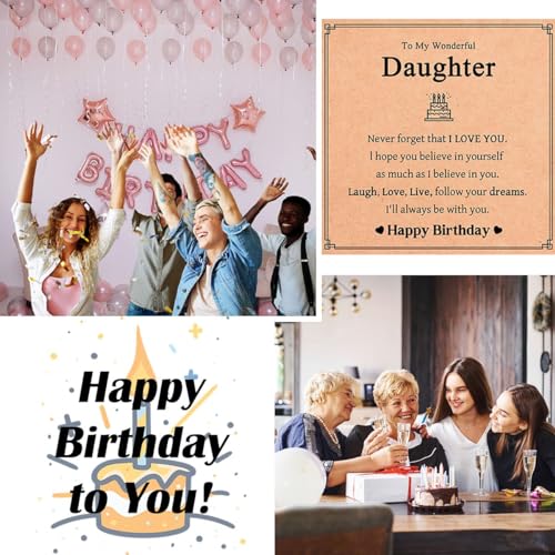 Image of Daughter Birthday Gifts, Birthday Gifts for Daughter, Unique Birthday Bracelet Presents with Happy Birthday Daughter Card, Small, Pink
