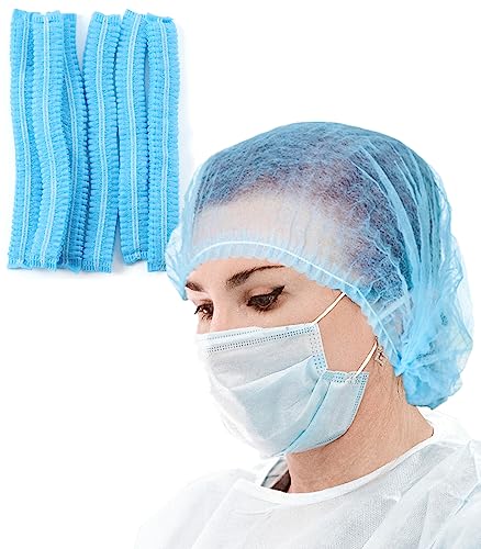Jmu Disposable Bouffant Caps 100 Pack, 24" Non-Woven Hairnets, Protective Hair Head Covers, Medical Hair Covers For Food Service, Cooking, Spa, Salon, Hospital, Lab, Clinic, Nurse, Factory, Tattoo #TOP21