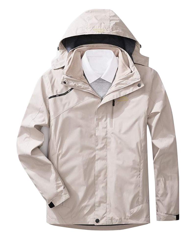 Donna/Uomo 3 in 1 Giacca da Sci da Arrampicata Impermeabile Pile Rimovibile con Cappuccio Regolabile, Giubbotto da Trekking Montagna Parka Antivento Invernale
