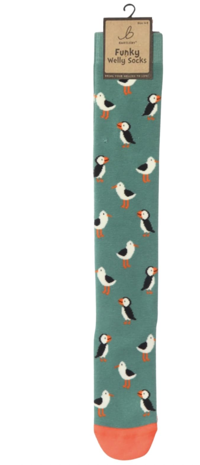 Scifi Planet Unisex Red And Green Ladies Welly Socks Seagull/Puffin