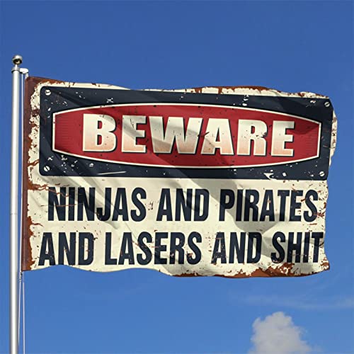 Drapeau d'avertissement Ninjas et Pirates déco Man Cave