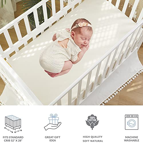 Image of Brandream Gender Neutral Boho Bohemian Baby Girl Boy Nursery Crib Bedding Set 3 Pieces Solid White Farmhouse Chic Unisex Minimalist Tassel Pom Pom Macrame Cozy 100% Washed Cotton