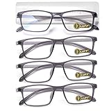 LUFF 4Pcs Reading Glasses Not Afraid Pressure Fashionable Resin, Anti-Blue Light