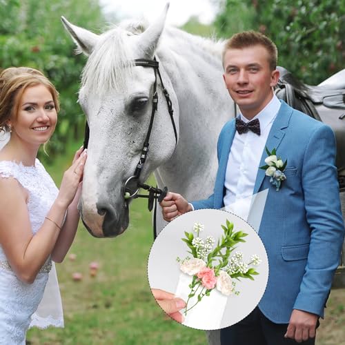 10pcs Pocket Boutonniere Plastic Sleeve, No-Lapel Pin Wrist Corsage Supplies Card Plastic Pouch Holder Soft Clear Buttonholes Snap Bands Holder for Wedding Prom Homecoming(Flowers Not Included)